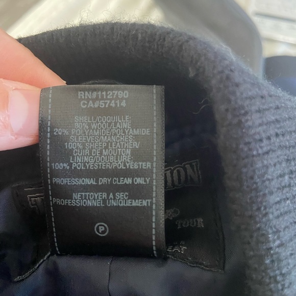 True Religion Richie Varsity Letterman Bomber Jacket Women's M | Black & Blue - Picture 10 of 16